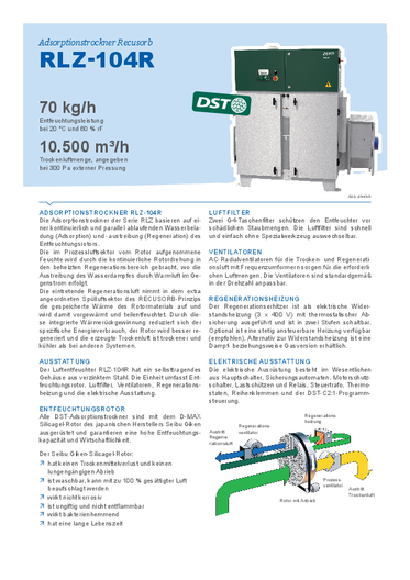 Datenblatt Adsorptionstrockner DST RLZ-104R 2102 n